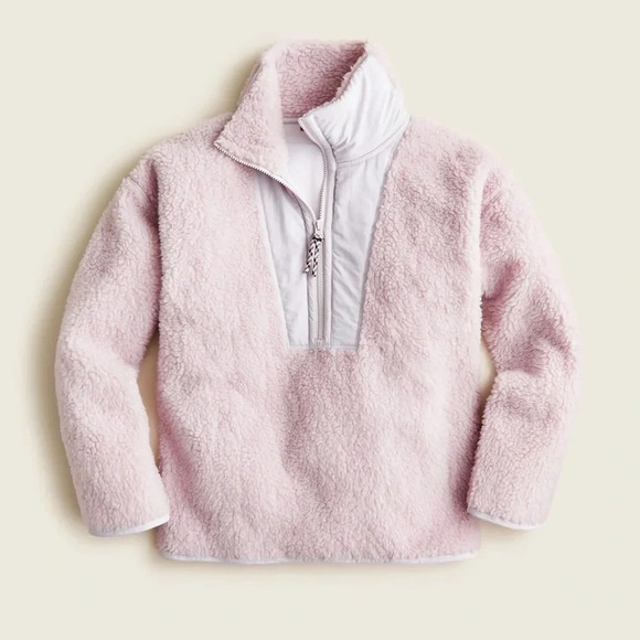J CREW Teddy Sherpa Half-zip Sweatshirt in Orchid Size Small - Picture 1 of 13